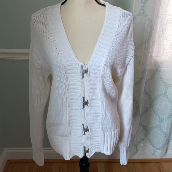 Chico's Sweaters - Vintage Chico’s white knit cardigan sweater Size 1 (size Medium/8)